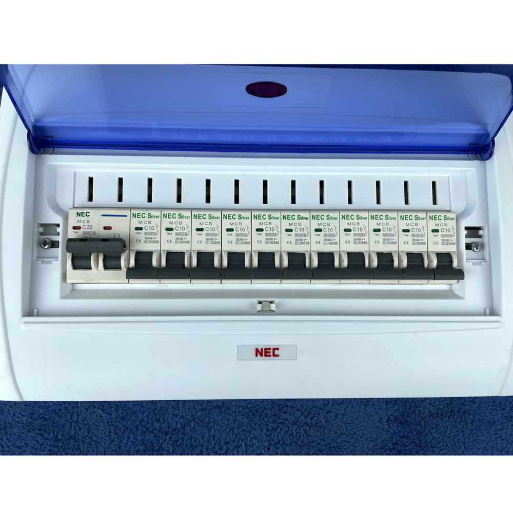 10-13 way distribution box DB with 1 DP & 11 SP MCP Circuit full Package
