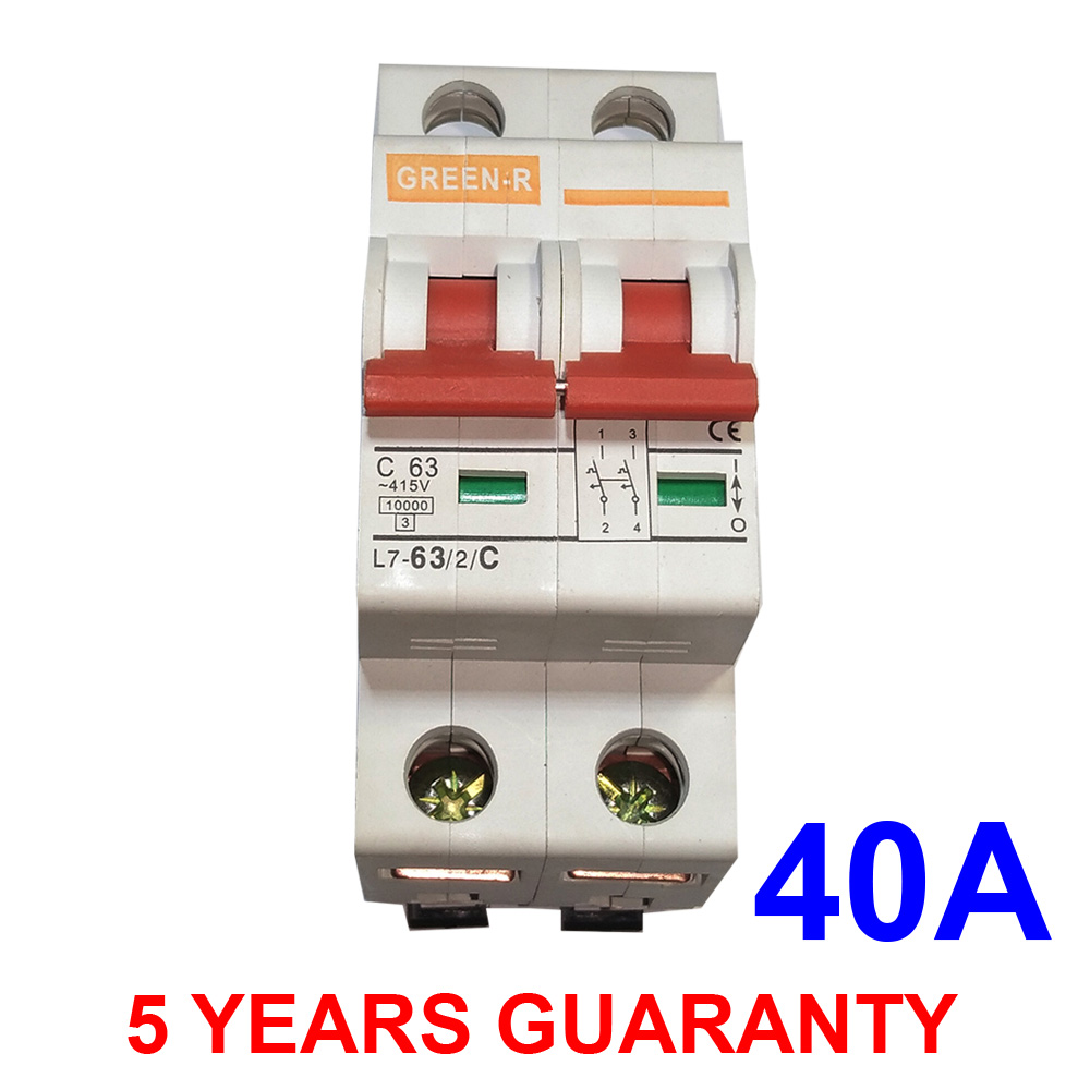 Circuit Breakers 40A MCB DP Green-R