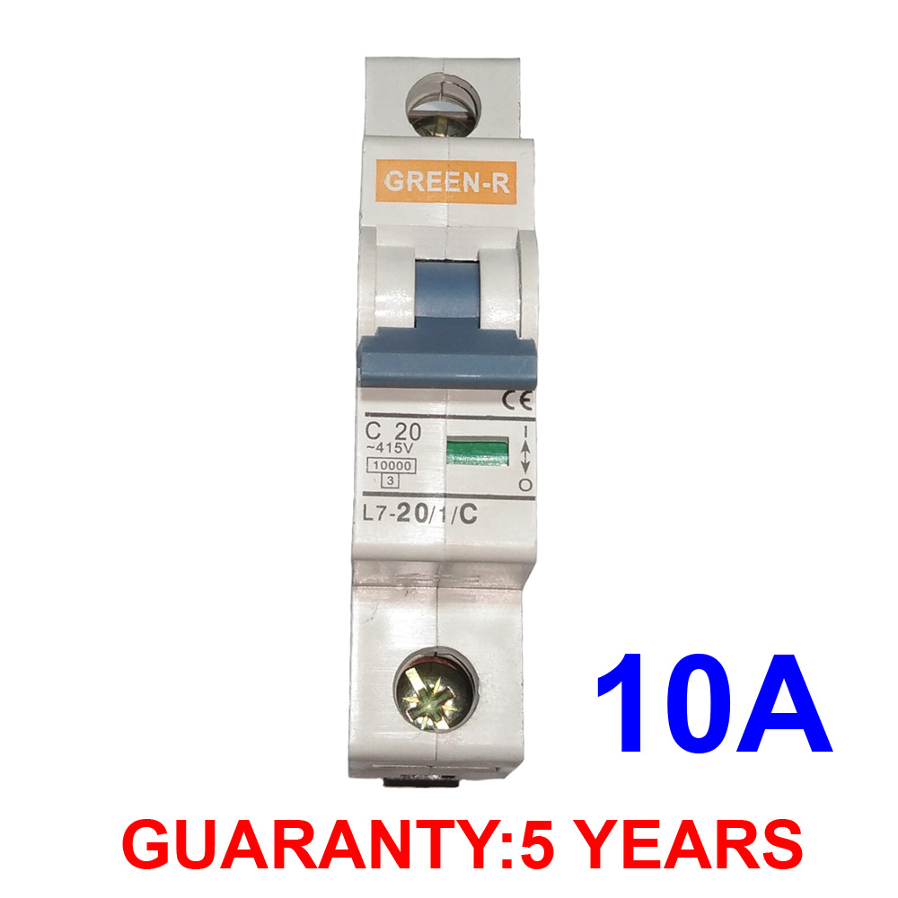 Circuit Breakers 10A MCB SP Green-R