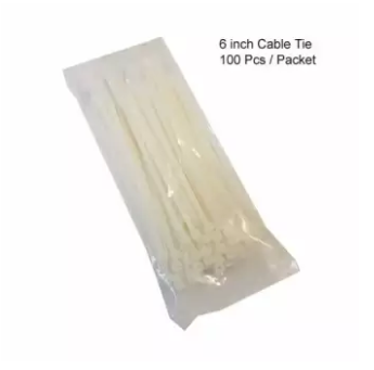 6 Inch Cable Tie 100 Pcs White-Natural Nylon Plastic Tie