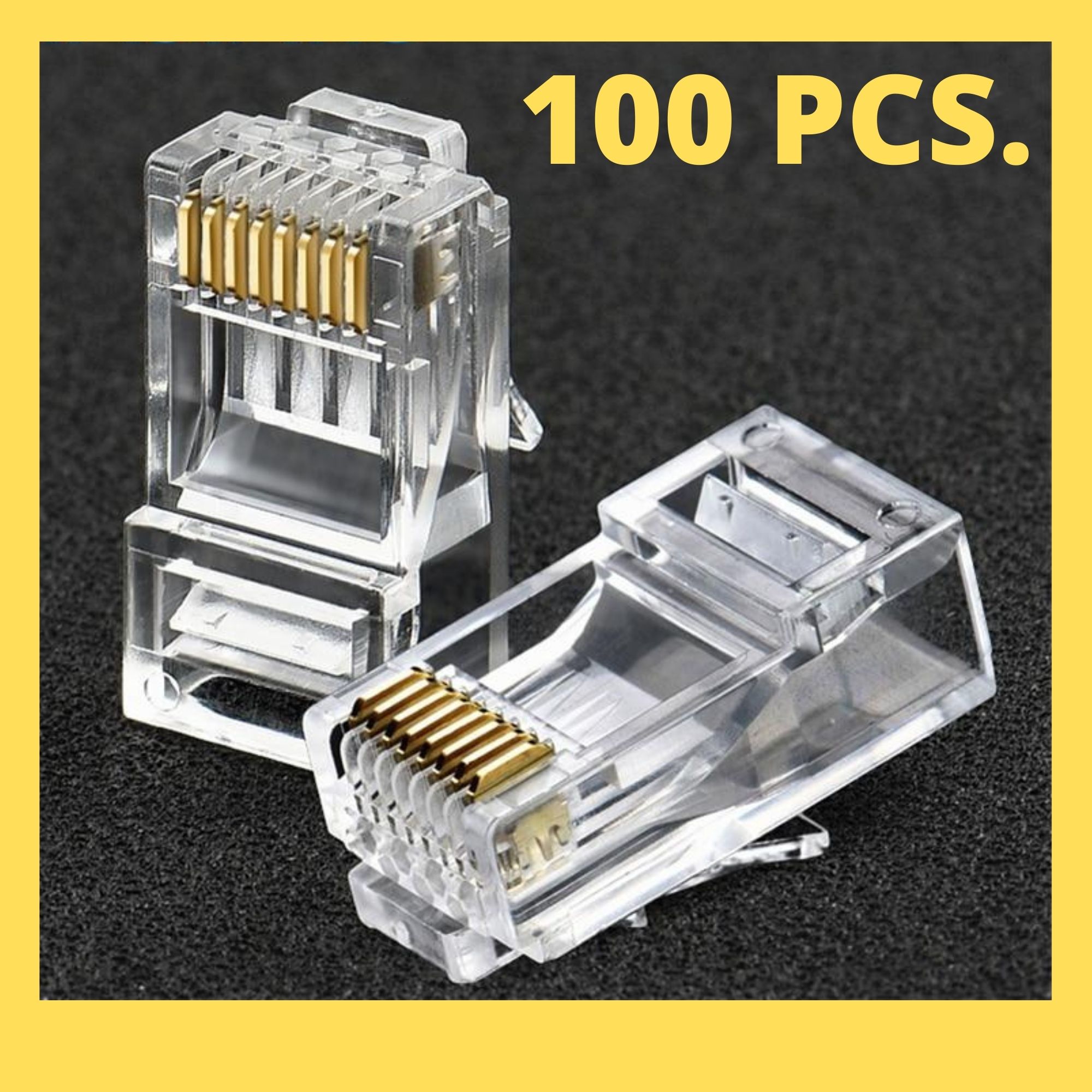 100 pcs RJ45 Network Connector CAT5e CAT6 Transparent Networking Cable Connectors