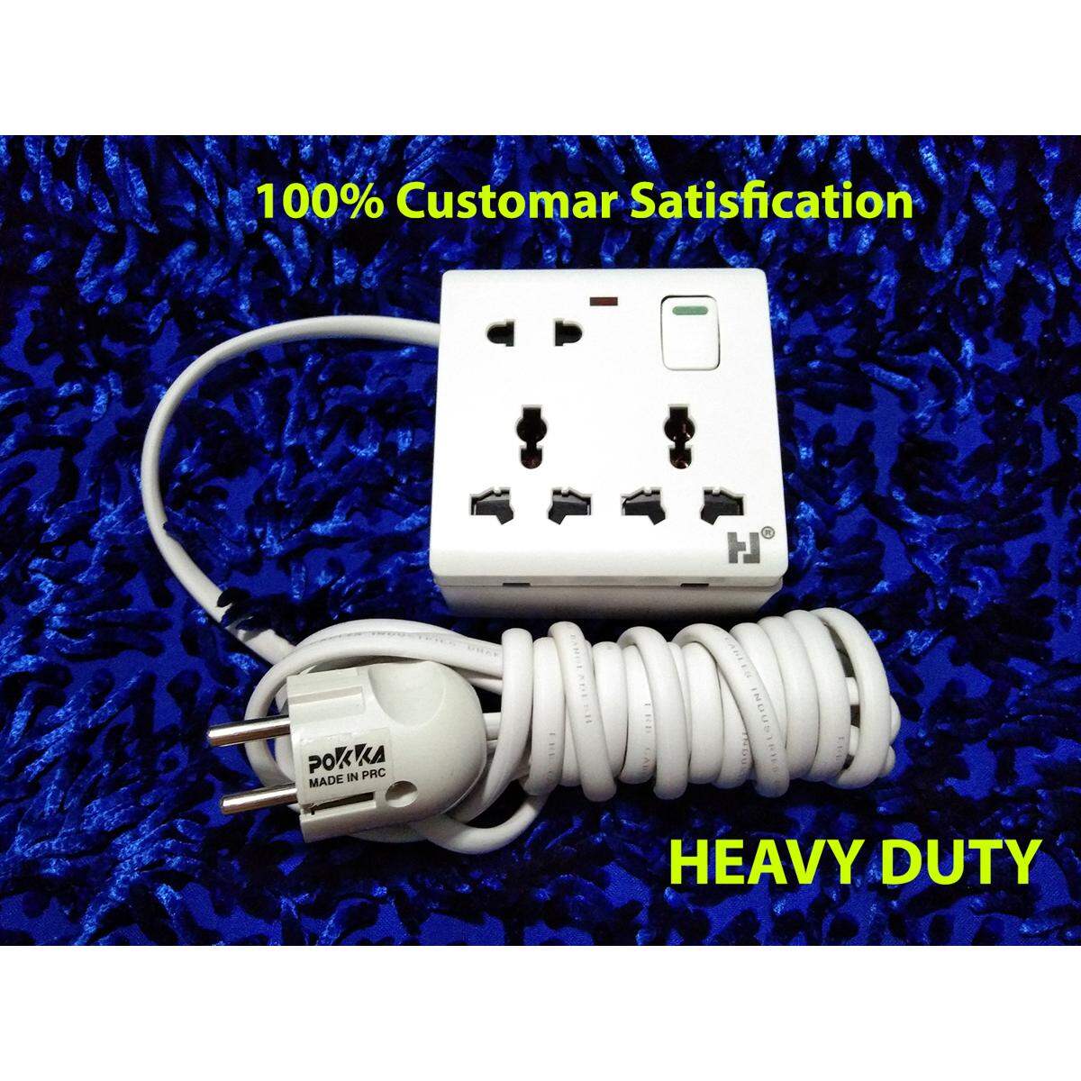 Handmade Multiplug (Heavy Duty + Long lusting) 8 Pin / 3 Port with Universal Socket and 10/15/20 Feet 100% Copper cable